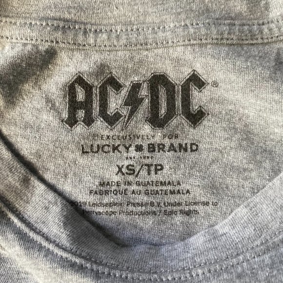 Lucky Brand AC\DC Pink Gray T-shirt with Guitar - Picture 2 of 4